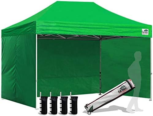 USA 8x12 Pop Up Canopy Tent, Commercial Tent with Patented No-Tip Rolling Bag,4 Zippered Removable Walls, UV &