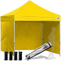 USA 8x8 Pop Up Canopy Tent, Commercial Tent with Patented No-Tip Rolling Bag,4 Zippered Removable Walls, UV &