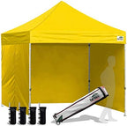 USA 8x8 Pop Up Canopy Tent, Commercial Tent with Patented No-Tip Rolling Bag,4 Zippered Removable Walls, UV &