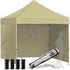 USA 8x8 Pop Up Canopy Tent, Commercial Tent with Patented No-Tip Rolling Bag,4 Zippered Removable Walls, UV &