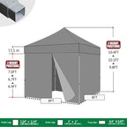 USA 8x8 Pop Up Canopy Tent, Commercial Tent with Patented No-Tip Rolling Bag,4 Zippered Removable Walls, UV &, alternate view