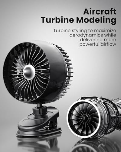 USB Clip on Fan, Strong Wind Ultra Quiet Small Desk Fan with Strong Clamp, More Than 360° Adjustable, 3 Speeds, alternate