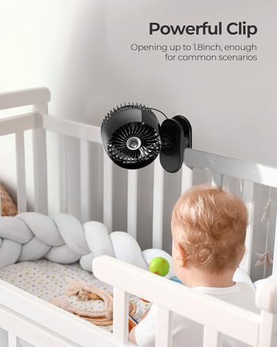 USB Clip on Fan, Strong Wind Ultra Quiet Small Desk Fan with Strong Clamp, More Than 360° Adjustable, 3 Speeds, alternate