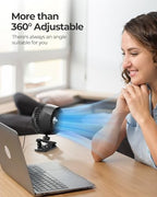 USB Clip on Fan, Strong Wind Ultra Quiet Small Desk Fan with Strong Clamp, More Than 360° Adjustable, 3 Speeds, alternate