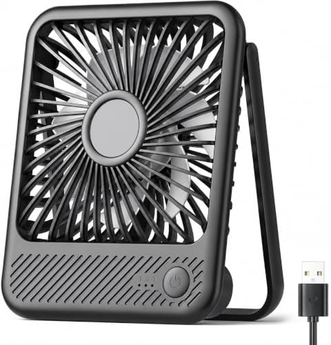 USB Desk Fan, Strong Wind Ultra Quiet Small Mini Fan, Black in Black