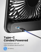 USB Desk Fan, Strong Wind Ultra Quiet Small Mini Fan, Black in Black, alternate view 5