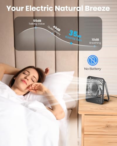 USB Desk Fan, Strong Wind Ultra Quiet Small Mini Fan, Black in Black, alternate view 6