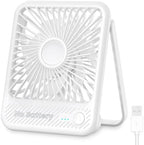 USB Desk Fan, Strong Wind Ultra Quiet Small Mini Fan, White in White