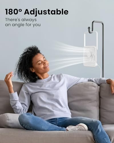USB Desk Fan, Strong Wind Ultra Quiet Small Mini Fan, White in White, alternate view 4