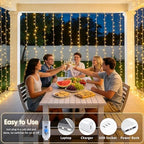 USB Plug in Curtain Lights 200 LED with 8 Modes, 6.5ftx6.5ft, alternate view 5
