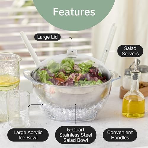 Useful Co. Chilled Serving Bowl, Salad Bowl with Ice Chiller Base and Lid in Clear, alternate view 3