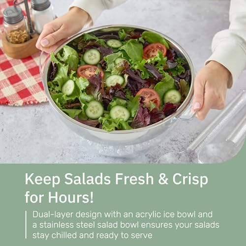 Useful Co. Chilled Serving Bowl, Salad Bowl with Ice Chiller Base and Lid in Clear, alternate view 5