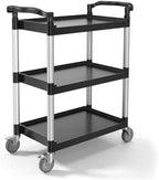 Utility Cart, 300 lbs Load Capacity, 3-Tier Utility Plastic Cart with 360° Swivel Wheels (2 with Brakes), 24.4 x