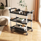 Utility Cart, 300 lbs Load Capacity, 3-Tier Utility Plastic Cart with 360° Swivel Wheels (2 with Brakes), 24.4 x, alternate