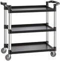 Utility Cart, 330 lbs Load Capacity, 3-Tier Utility Plastic Cart with 360° Swivel Wheels (2 with Brakes), 31.1 x