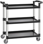 Utility Cart, 330 lbs Load Capacity, 3-Tier Utility Plastic Cart with 360° Swivel Wheels (2 with Brakes), 31.1 x