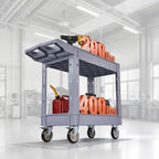 Utility Cart, 550 lbs Capacity, 2 Tier Service Cart with 360° Swivel & Fixed Wheels (2 with Brakes), Heavy Duty, alternate