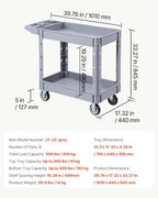 Utility Cart, 550 lbs Capacity, 2 Tier Service Cart with 360° Swivel & Fixed Wheels (2 with Brakes), Heavy Duty, alternate