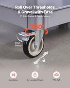 Utility Cart, 550 lbs Capacity, 2 Tier Service Cart with 360° Swivel & Fixed Wheels (2 with Brakes), Heavy Duty, alternate