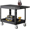 Utility Cart, 550 lbs Load Capacity, 37 x 25.4-inch Service Cart, Two-Shelf Heavy Duty Plastic Utility Cart with