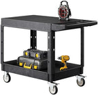 Utility Cart, 550 lbs Load Capacity, 37 x 25.4-inch Service Cart, Two-Shelf Heavy Duty Plastic Utility Cart with