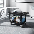 Utility Cart, 550 lbs Load Capacity, 37 x 25.4-inch Service Cart, Two-Shelf Heavy Duty Plastic Utility Cart with, alternate