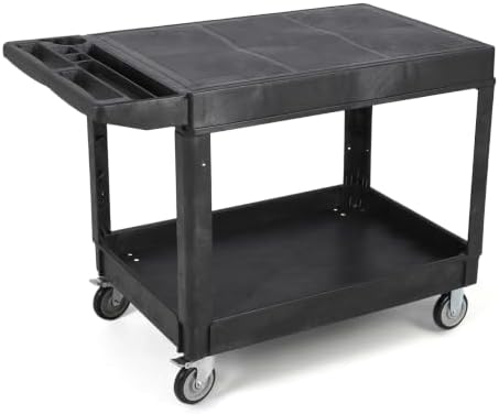 Utility Cart Flat Top, 550 LBS Heavy Duty Plastic Rolling Utility Service Cart with 360°Swivel Wheels (2 with