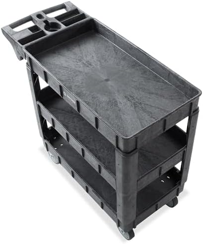 Utility Cart with Wheels, 40" x 17" Heavy Duty 550 lb. Capacity with Shelves - 3 Tier Rolling Cart with Four 5", alternate