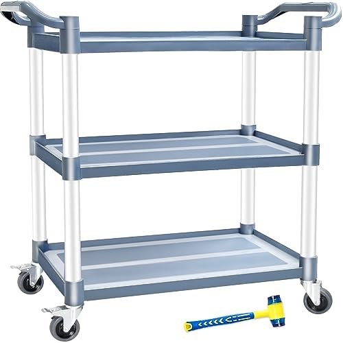 Utility Cart with Wheels, 510lbs Heavy-Duty Food Kitchen Cart & Rolling Service Cart for Restaurant Commercial