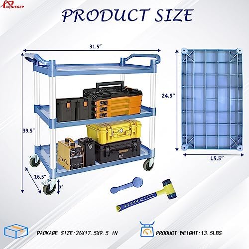 Utility Cart with Wheels, 510lbs Heavy-Duty Food Kitchen Cart & Rolling Service Cart for Restaurant Commercial, alternate