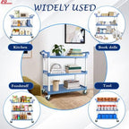 Utility Carts with Wheels, Large Food Kitchen Cart Heavy Duty, Rolling Service Cart w/Hammer for Restaurant, alternate view 4