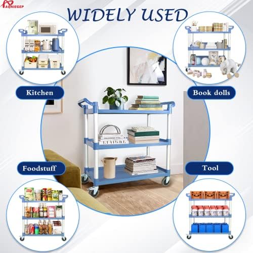 Utility Carts with Wheels, Large Food Kitchen Cart Heavy Duty, Rolling Service Cart w/Hammer for Restaurant, alternate view 4