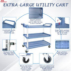 Utility Carts with Wheels, Large Food Kitchen Cart Heavy Duty, Rolling Service Cart w/Hammer for Restaurant, alternate view 5