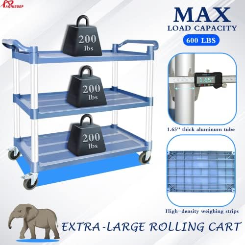 Utility Carts with Wheels, Large Food Kitchen Cart Heavy Duty, Rolling Service Cart w/Hammer for Restaurant, alternate view 6