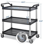 Utility Rolling Carts with Wheels, Large Plastic Service Carts, Heavy Duty Restaurant Cart with 4 Brake Lockable, alternate