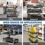 Utility Rolling Carts with Wheels, Large Plastic Service Carts, Heavy Duty Restaurant Cart with 4 Brake Lockable, alternate