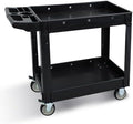 Utility Rolling Tool Cart, 40 x 17-Inch Plastic Rolling Carts Huge Storage W/Deep 2-Shelf Heavy Duty Service