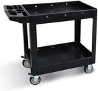 Utility Rolling Tool Cart, 40 x 17-Inch Plastic Rolling Carts Huge Storage W/Deep 2-Shelf Heavy Duty Service
