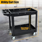 Utility Rolling Tool Cart, 40 x 17-Inch Plastic Rolling Carts Huge Storage W/Deep 2-Shelf Heavy Duty Service, alternate view