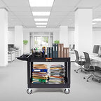 Utility Service Cart 2 Shelf 550 lbs Heavy Duty Plastic Rolling Cart, alternate view 2