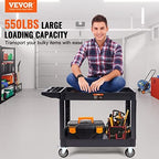 Utility Service Cart 2 Shelf 550 lbs Heavy Duty Plastic Rolling Cart, alternate view 4
