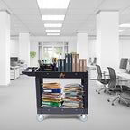 Utility Service Cart, 2 Shelf 550LBS Heavy Duty Plastic Rolling Utility Cart, Medium Lipped Shelf, 360° Swivel, alternate