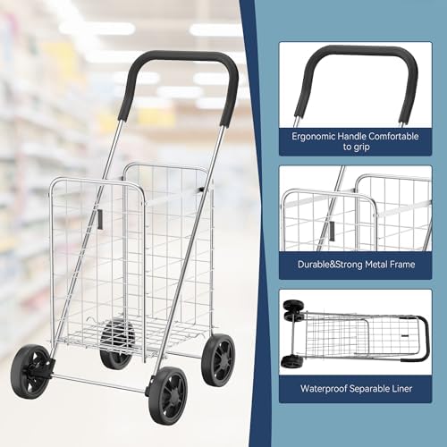 Utility Shopping Cart - Durable Folding Design for Easy Storage, Model Number: 6250-4997-2-SIOCA, alternate view 5