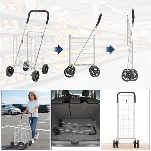 Utility Shopping Cart - Durable Folding Design for Easy Storage, Model Number: 6250-4997-2-SIOCA, alternate view 6