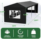 UV-Resistant 10x30 Black Canopy Tent with Sidewalls for Summer Events, alternate view 2