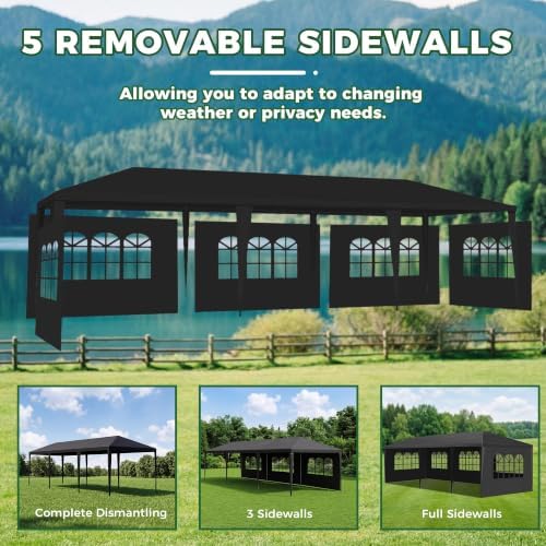 UV-Resistant 10x30 Black Canopy Tent with Sidewalls for Summer Events, alternate view 3