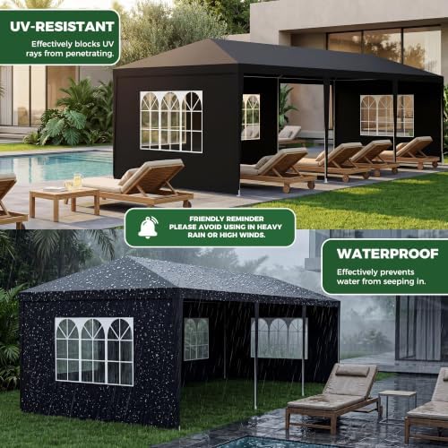 UV-Resistant 10x30 Black Canopy Tent with Sidewalls for Summer Events, alternate view 5