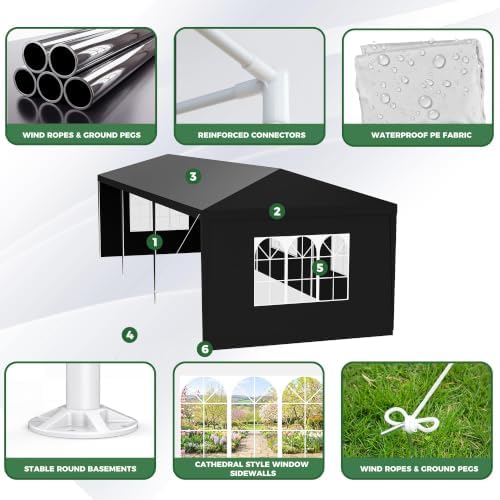 UV-Resistant 10x30 Black Canopy Tent with Sidewalls for Summer Events, alternate view 6