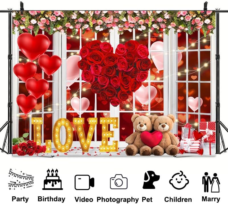 Valentine Backdrop Background for Photography Happy Easter Photo Backdrop Valentine's Day for Photoshoot Balloon, alternate