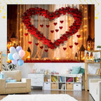 Valentine's Day Backdrop for Photography Red Happy Valentine Party Decorations and Banner for Photoshoot Hearts, alternate